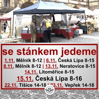 LISTOPAD - ROZPIS 🧣📚⚫⛱ Se stánkem jedeme za vámi! ⭐ 1.11. Mělník 8-12 ⭐ 6.11. Česká Lípa 8-15 ⭐ 8.11. Mělník 8-12 ⭐ 13.11....
